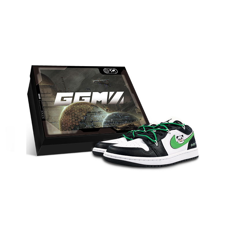 Jordan Air Jordan 1 Slip Resistant Abrasion Resistant Low top Vintage Basketball Shoes Women’s Black White Green