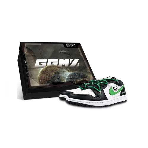 Jordan Air Jordan 1 Slip Resistant Abrasion Resistant Low top Vintage Basketball Shoes Women's Black White Green