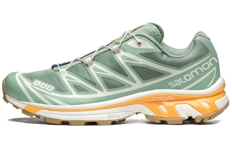 SALOMON XT-6 Slip-Resistant Top Grain Cow Leather Lightweight Low-top Running Shoes Unisex Granite Green