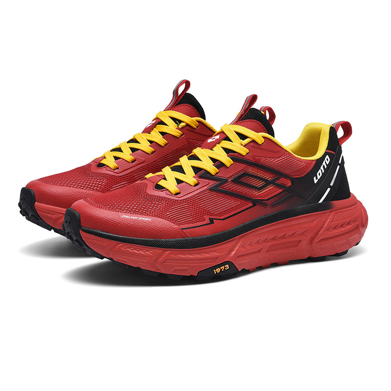 LOTTO Slip Resistant, Abrasion Resistant, Breathable, Lightweight Low top Hiking Shoes Men’s Red Black