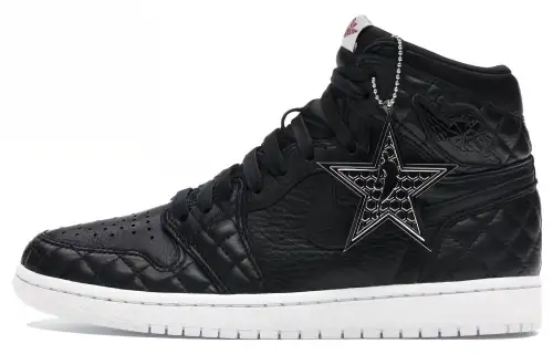Jordan Air Jordan 1 MJ design limited edition charity non-slip wear-resistant high-top retro basketball shoes men and women same style black