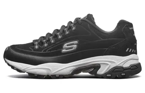 Skechers Stamina Cow Split Leather Low top Chunky Sneakers Men's Black