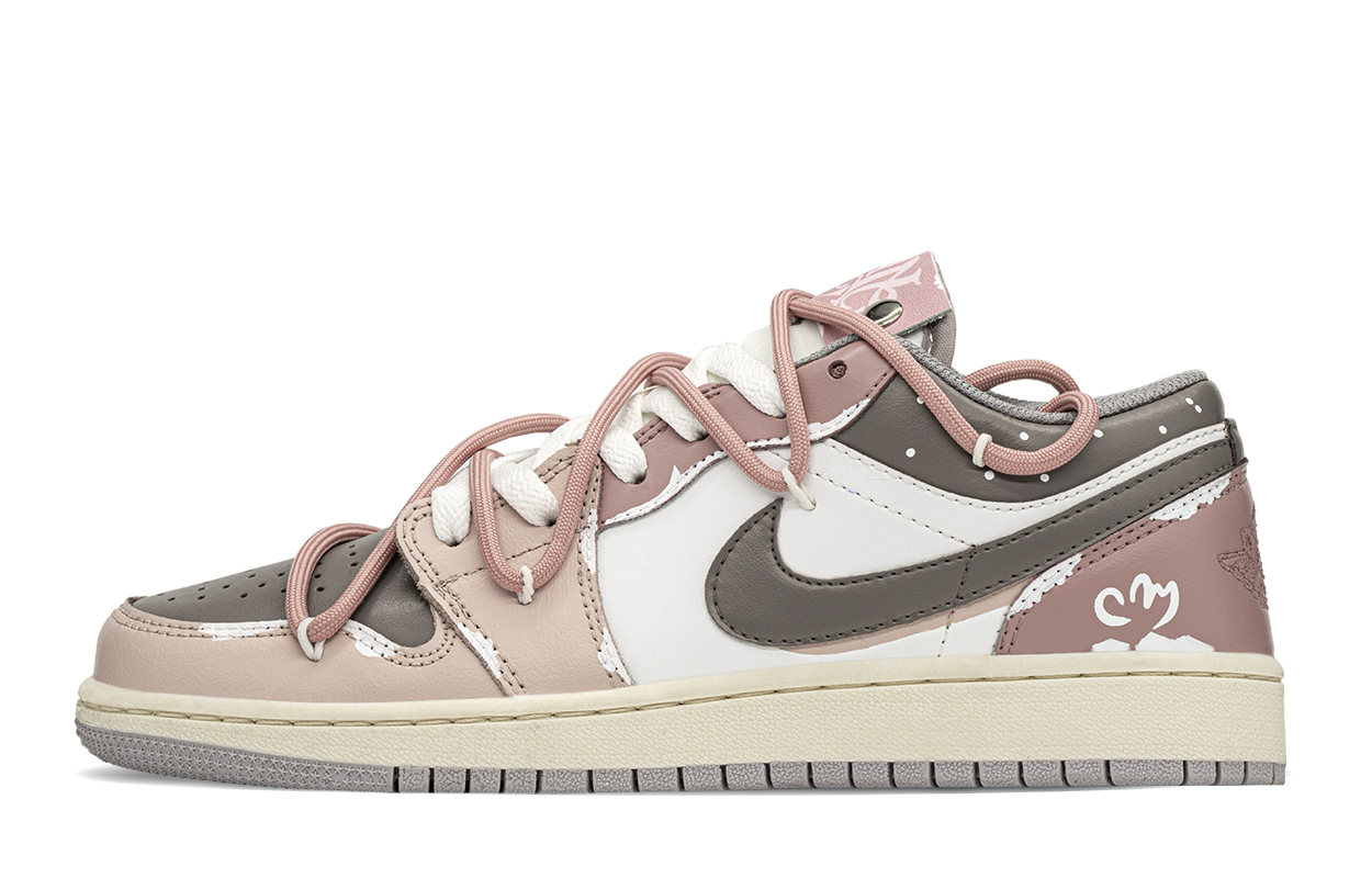 Jordan Air Jordan 1 Low top Vintage Basketball Shoes GS Pink Brown
