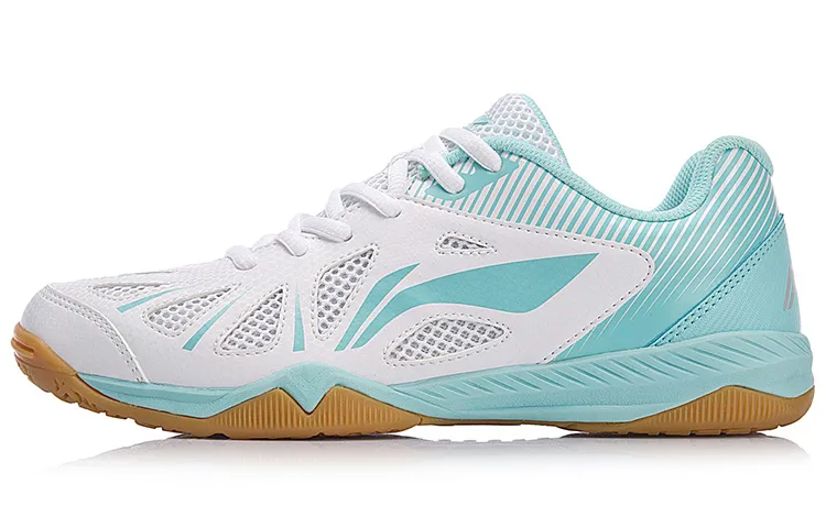 Li Ning Storage Textile, Synthetic Leather Cushioning Support Balance Low top Training Shoes Women's White Blue