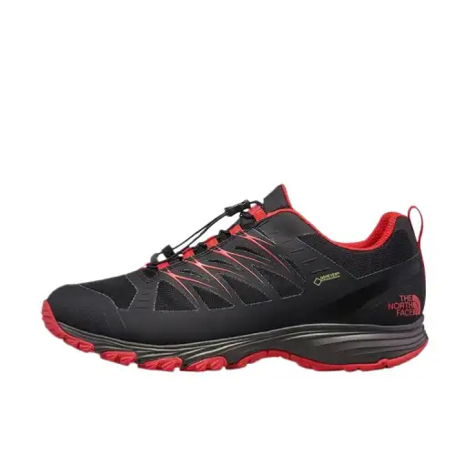 THE NORTH FACE Cushioning Slip Resistant Breathable Low top Hiking Shoes Men's Black Red