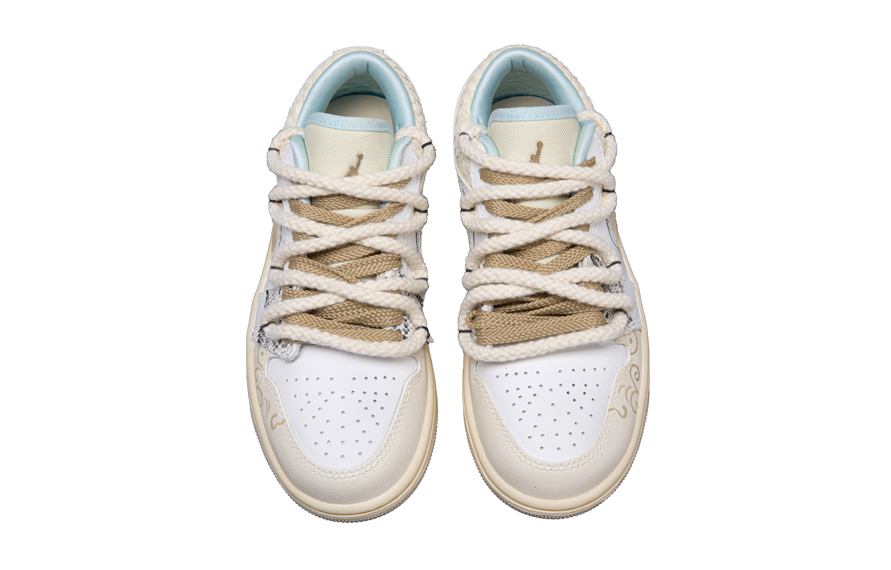 Jordan Air Jordan 1 Snake Ruyi Abrasion Resistant Low top Vintage Basketball Shoes Women’s Beige