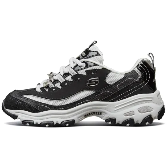 Skechers D'Lites 1.0 Height Increasing Low top Chunky Sneakers Women's Black White