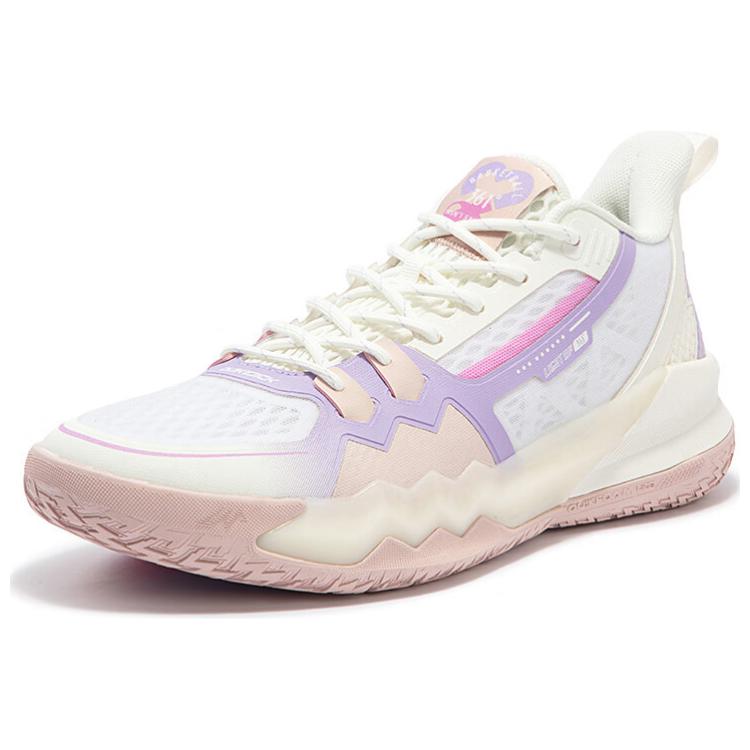 361° Abrasion Resistant Abrasion Resistant Low top Basketball Shoes Men’s White Rice Purple