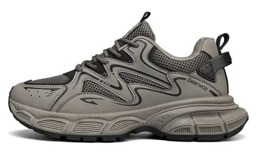 DEERWAY Summer Mesh Casual Shoes Abrasion Resistant, Lightweight, And Breathable Low top Chunky Sneakers Men's Brown