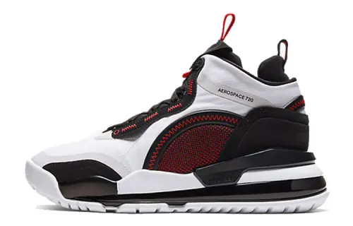 Jordan Aerospace 720 artificial leather, versatile for daily use, shock-absorbing and non-slip, high-top, retro basketball shoes, men's style, white and red