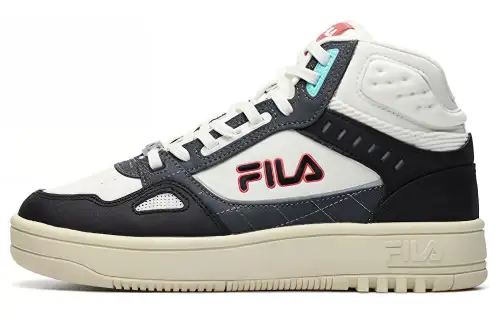 FILA Glory Mid Synthetic Leather Fleece High top Vintage Basketball Shoes Women's Black White