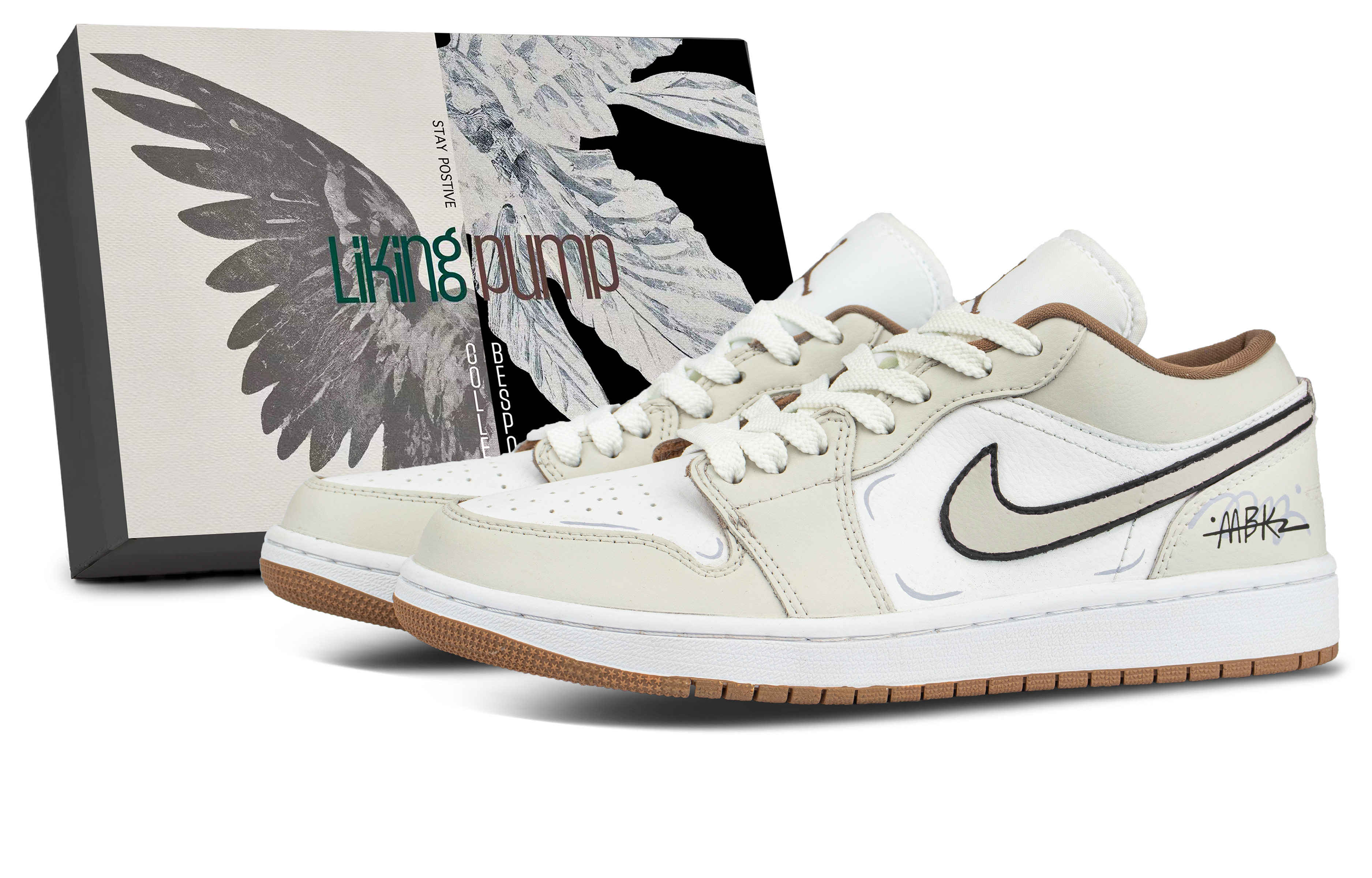 Jordan Air Jordan 1 Abrasion Resistant Abrasion Resistant Low top Vintage Basketball Shoes Unisex Beige
