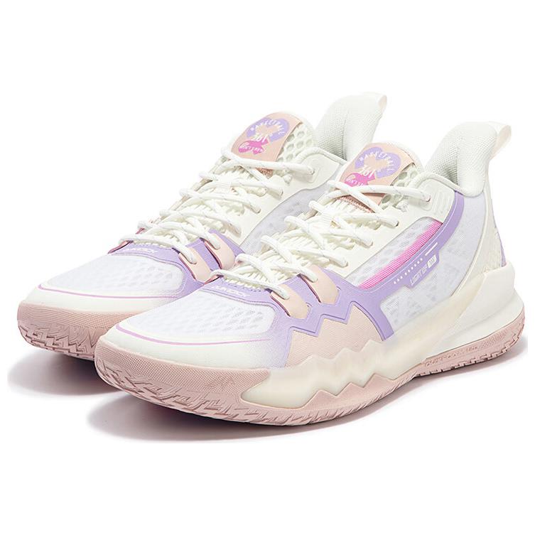 361° Abrasion Resistant Abrasion Resistant Low top Basketball Shoes Men’s White Rice Purple