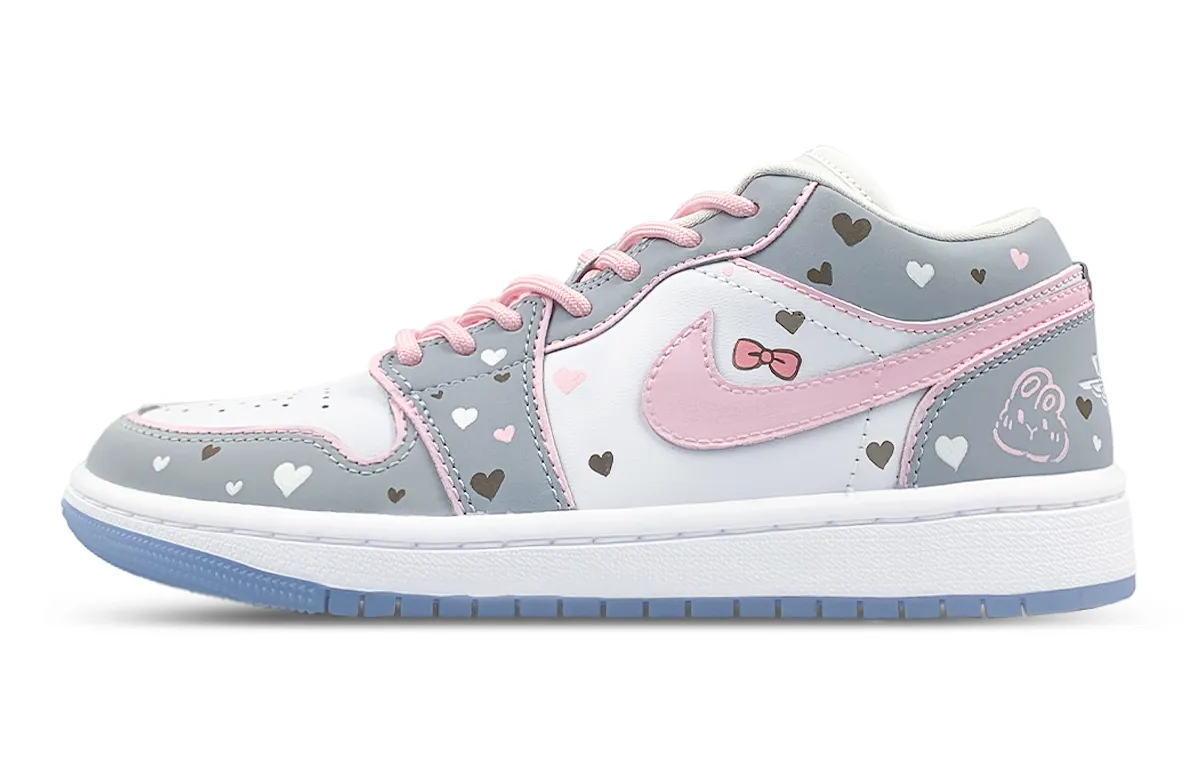 Jordan Air Jordan 1 Low top Vintage Basketball Shoes Women's Gray Pink White