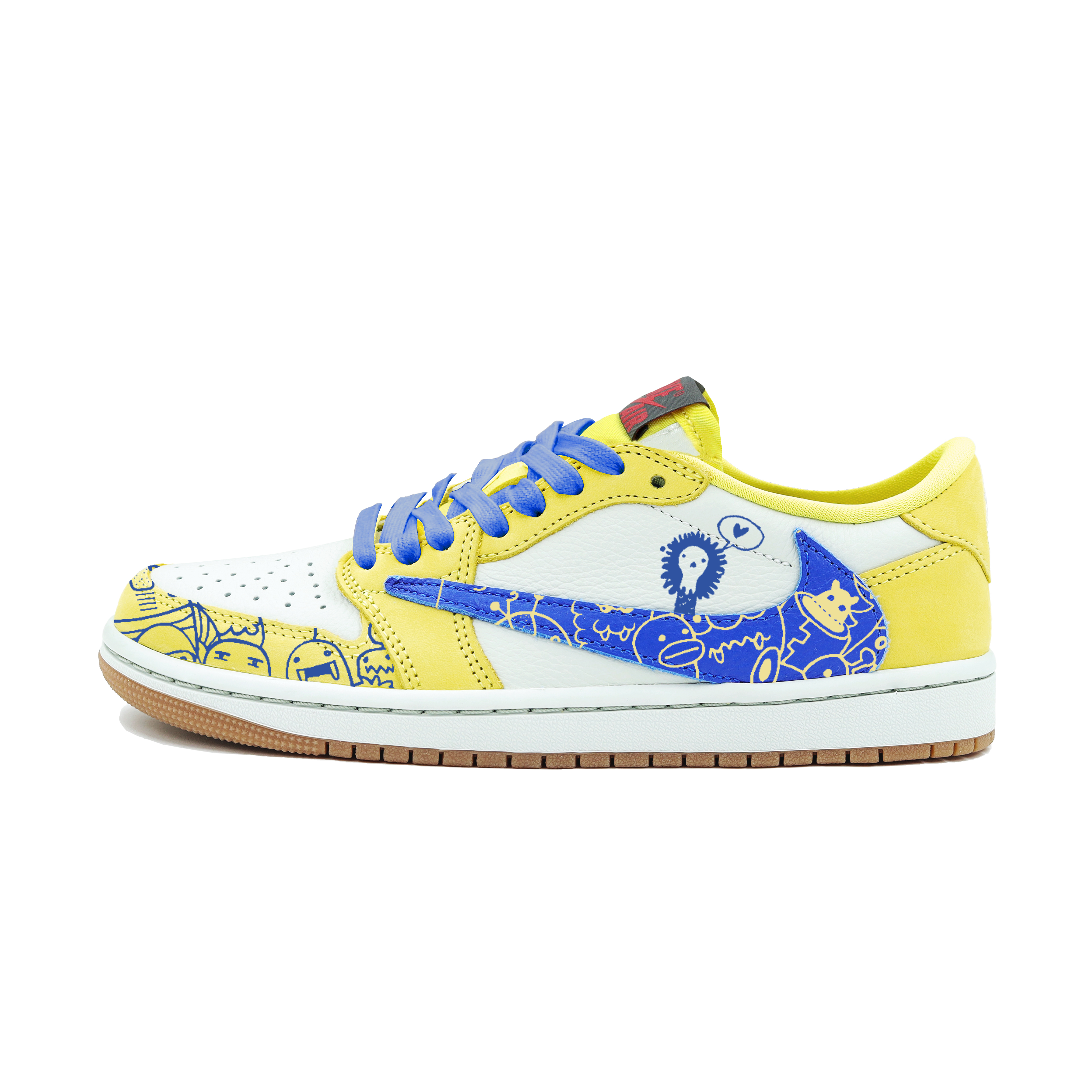 Jordan Travis Scott X Air Jordan Cushioning, Wear Resistant Low top Vintage Basketball Shoes Women's Yellow