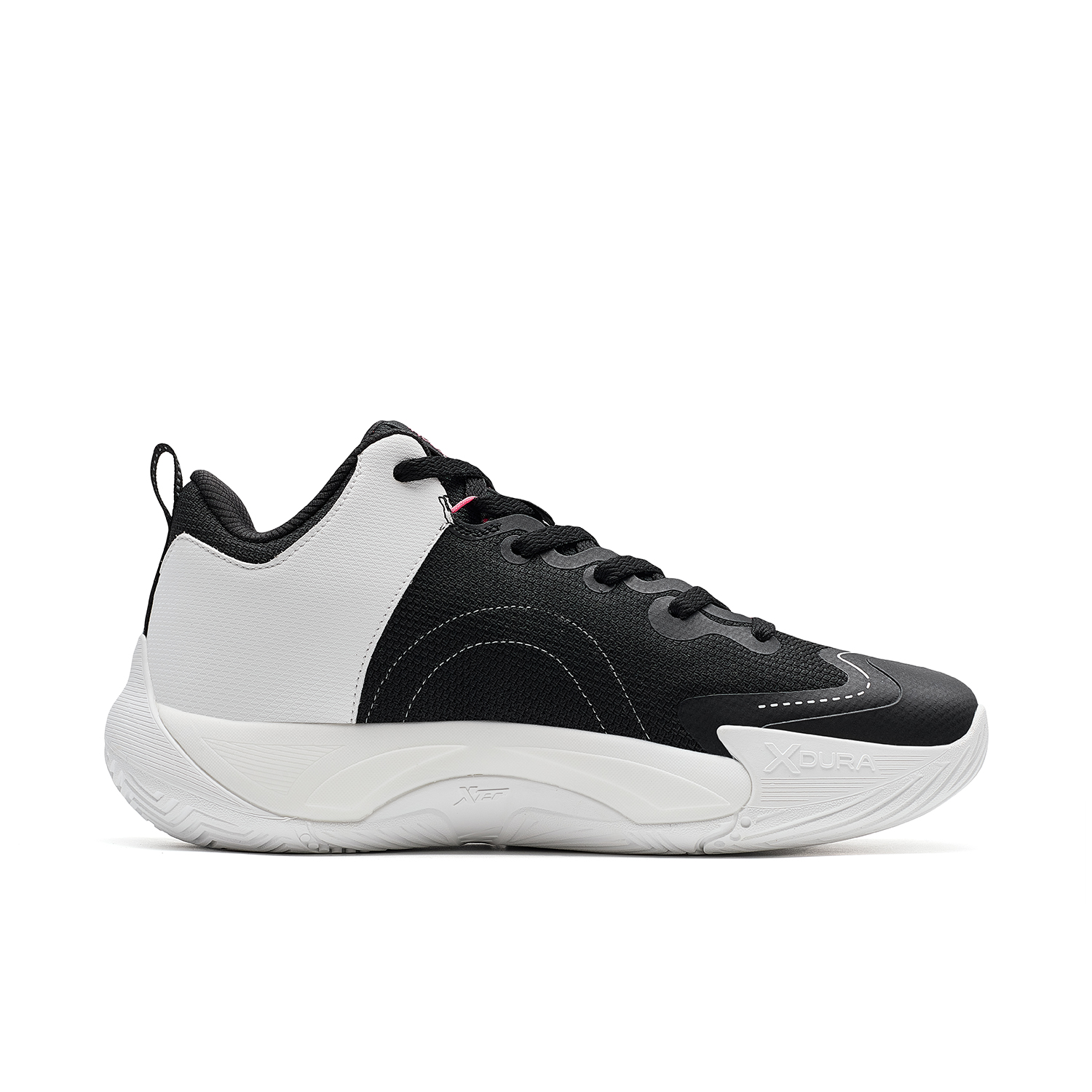 XTEP Cushioning Abrasion Resistant Cushioning, Wear Resistant Low top Basketball Shoes Men’s Black/Classic White