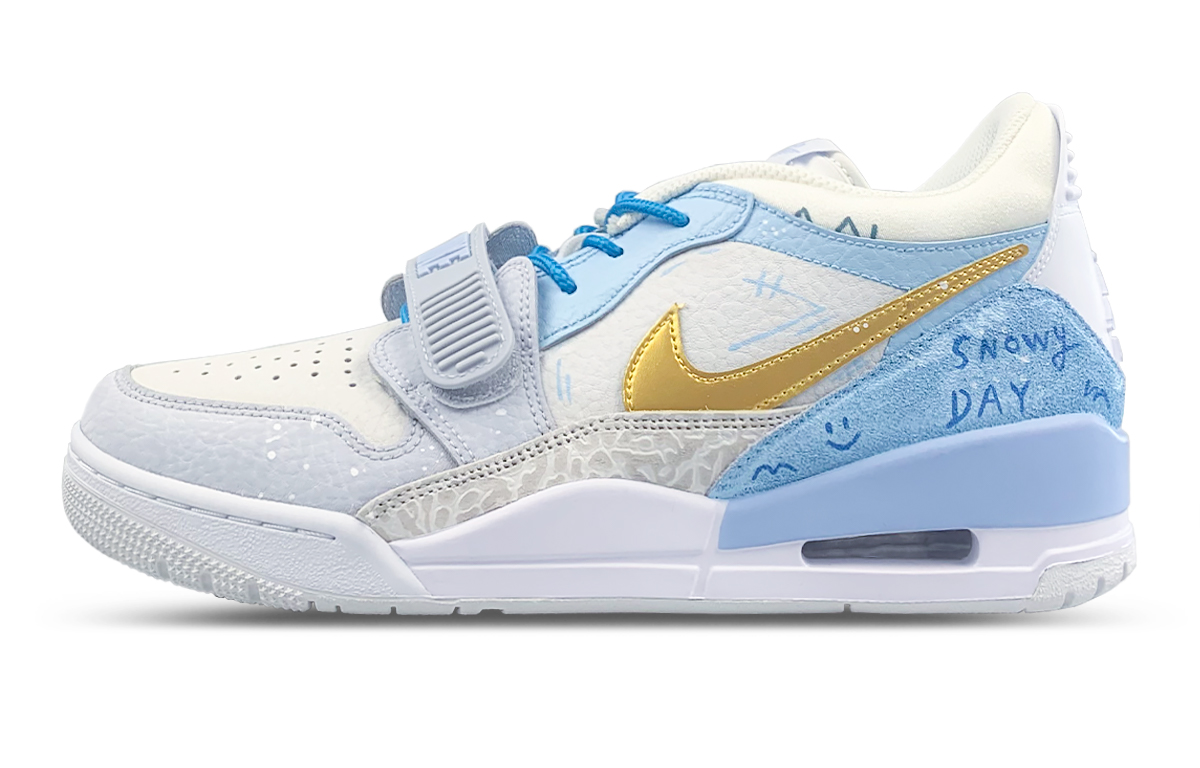 Jordan Legacy 312 Moisture wicking Low top Vintage Basketball Shoes Men's Blue White Gold