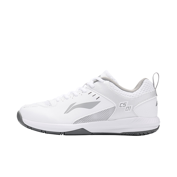Li Ning Light Feather Cushioning Abrasion Resistant Breathable Lightweight Low top Badminton Shoes Unisex White Silver