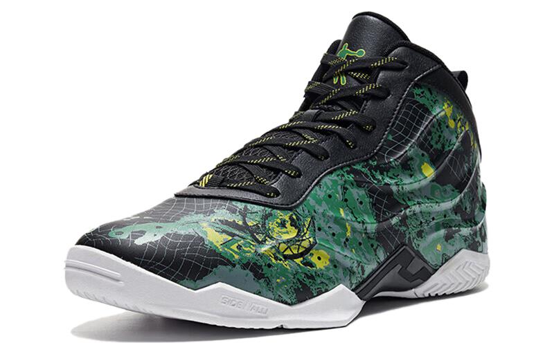 QIAODAN Slip Resistant Abrasion Resistant Mid top Basketball Shoes Men’s Black
