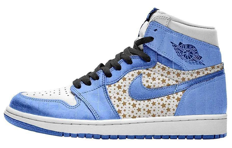 Supreme x Jordan Air Jordan 1 Synthetic Leather Cushioning Slip Resistant High top Vintage Basketball Shoes Men's