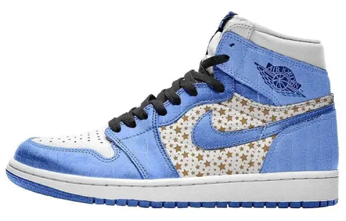 Supreme x Jordan Air Jordan 1 Synthetic Leather Cushioning Slip Resistant High top Vintage Basketball Shoes Men's