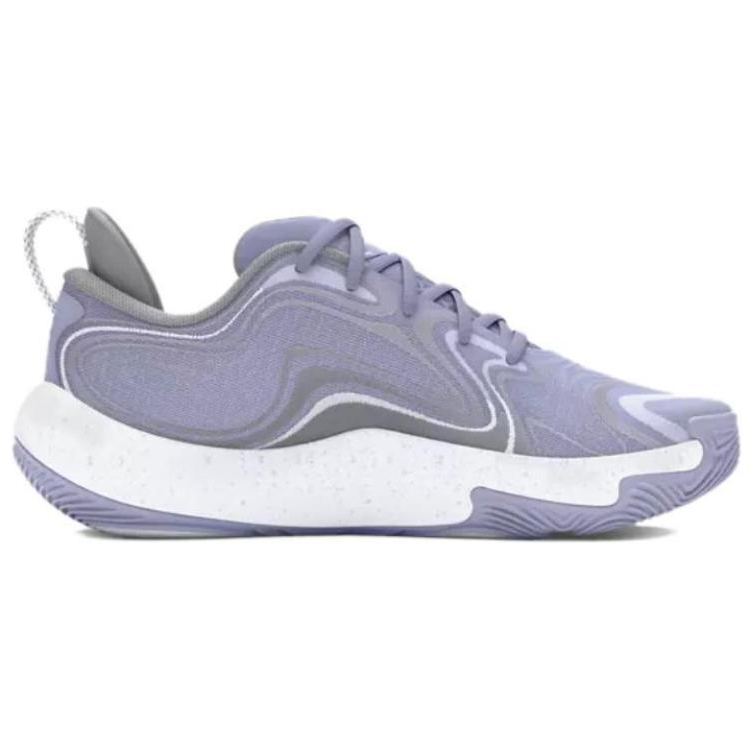 Under Armour UA Spawn 6 Slip Resistant Abrasion Resistant Low top Basketball Shoes Unisex White Purple