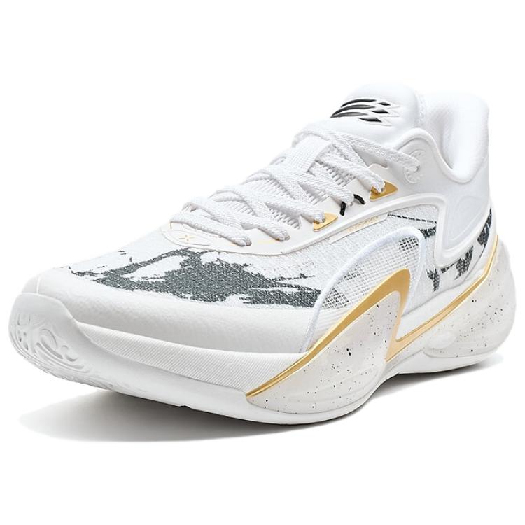 XTEP Cushioning Abrasion Resistant Lightweight Low top Basketball Shoes Men’s White Black