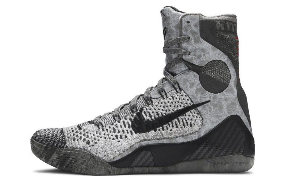 Nike Kobe 9 Kobe 9 Elite \"Details\" Kobe 9 fashionable and versatile shock-absorbing and non-slip high-top practical basketball shoes men's gray