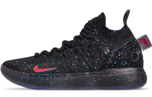Nike KD 11 Confetti red and blue splash ink colorful starry sky laces shock-absorbing anti-slip balance low-top basketball shoes men's black