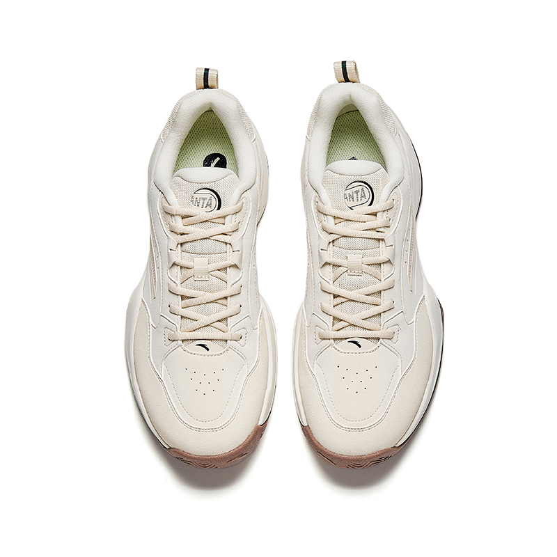 Anta Variety Training Collection Cushioning, Wear Resistant Low top Tennis Shoes Men’s Fish Belly Ivory White