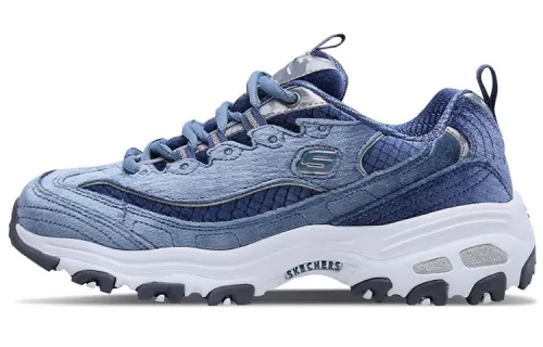 Skechers D'Lites Velvet Low top Clunky Shoes Gray/Blue Women's