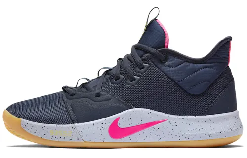Nike PG 3 Obsidian Pink Blast Paul George Fashionable and Versatile Non-slip Lightweight Mid-top Practical Basketball Shoes Men's Blue Gray Overseas Version