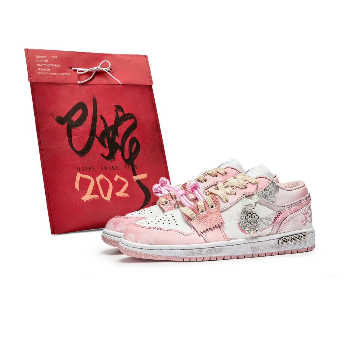 Jordan Air Jordan 1 Da Vinci Custom, Serpent Auspicious, Shopping Bag, Adding Blessings To The Snake