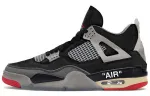 OFF WHITE X Jordan Air Jordan 4 Vintage Basketball Shoes Men's Mid Top Black Red