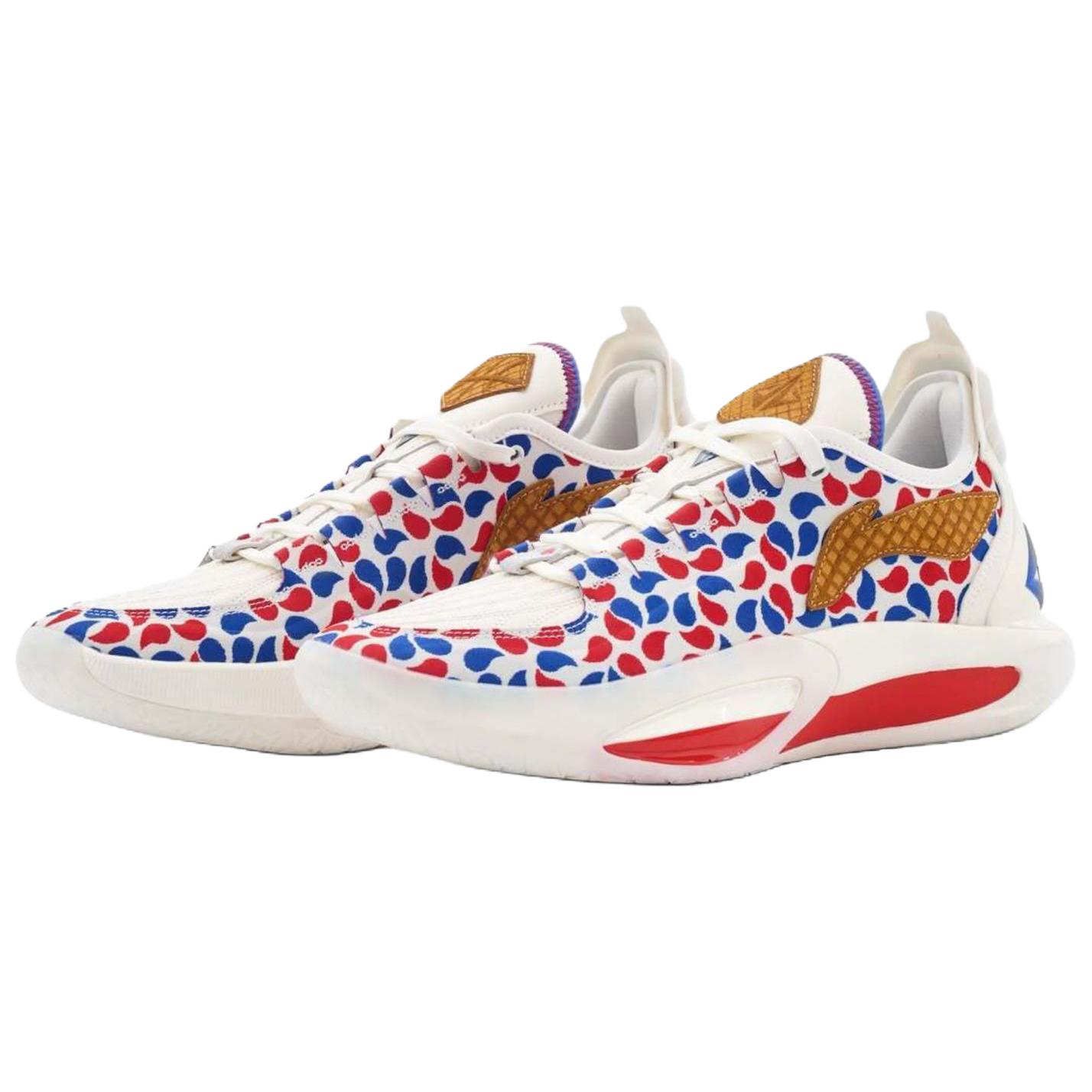 Li Ning JB3 Cushioning, Wear Resistant Low top Basketball Shoes Unisex White Blue Red