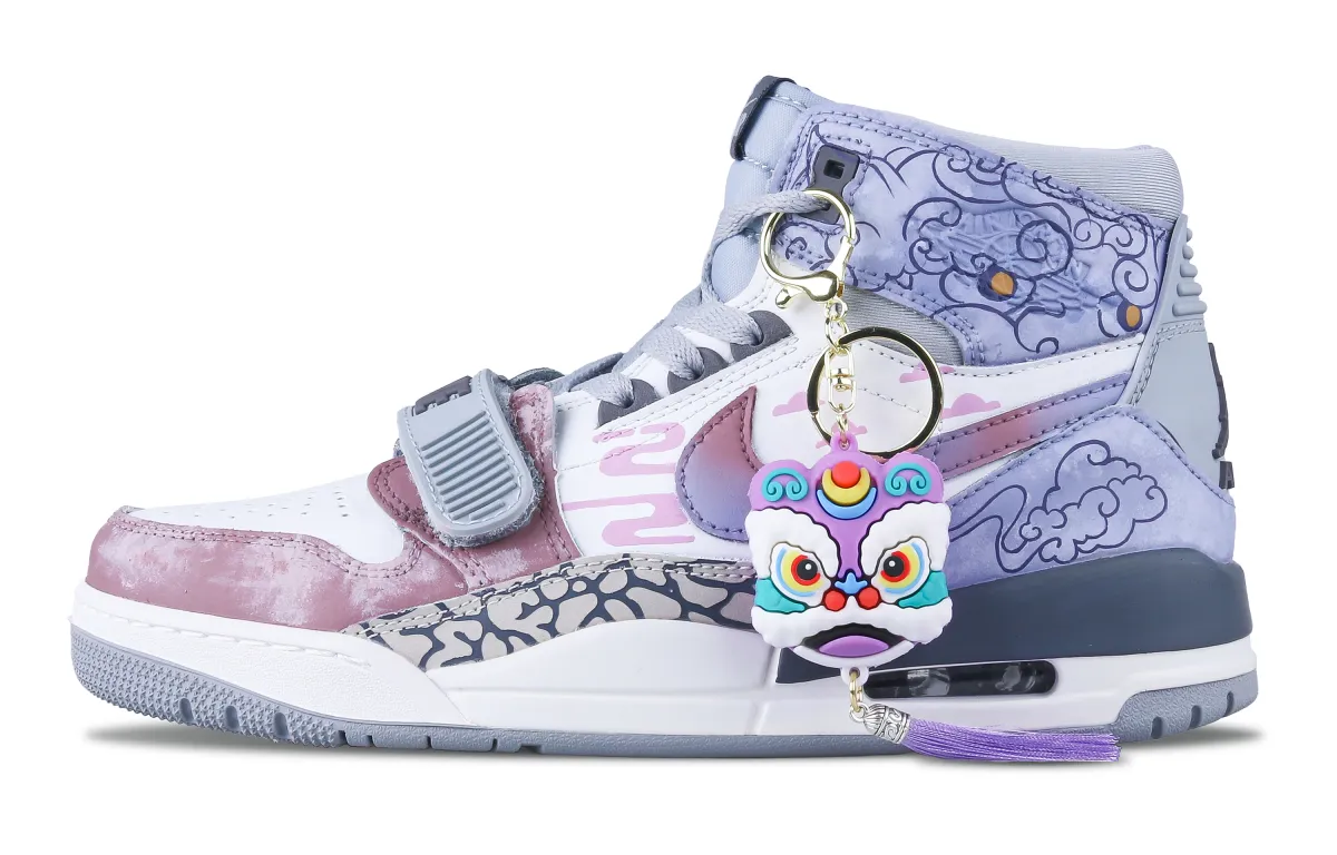 Jordan Legacy 312 High top Vintage Basketball Shoes Men's White Blue Purple