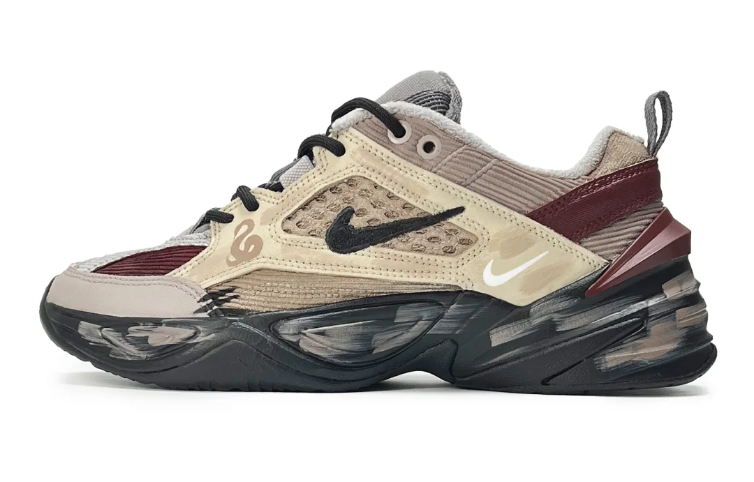 Nike M2K Tekno Luxury Streetwear Outdoor Slip Resistant Abrasion Resistant Low top Chunky Sneakers Unisex Light Brown