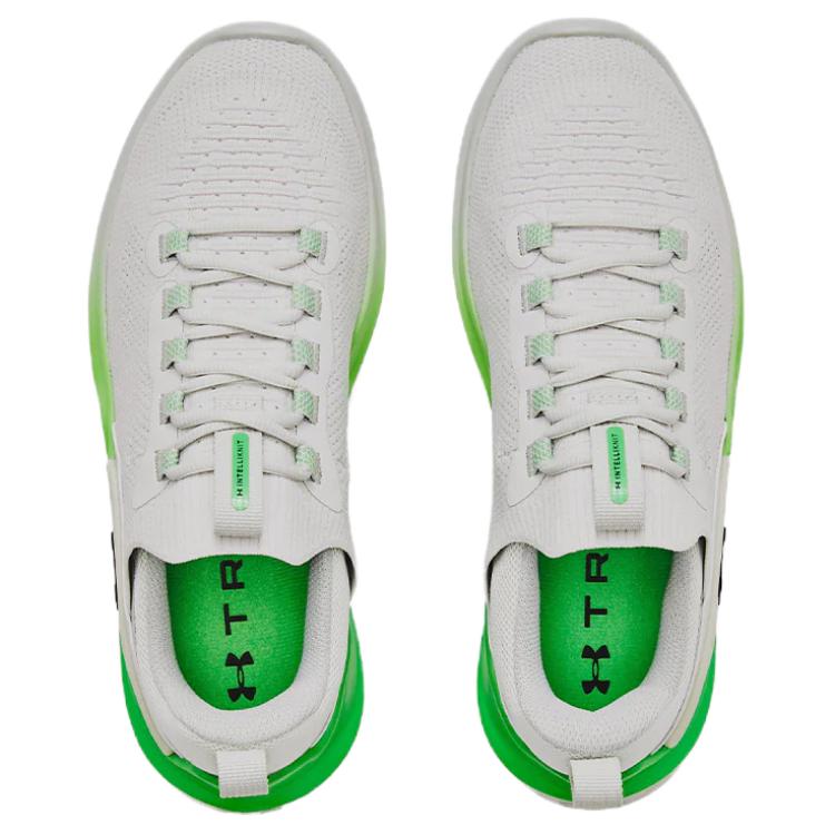 Under Armour Cushioning Slip Resistant Abrasion Resistant Low top Training Shoes Men’s White Green