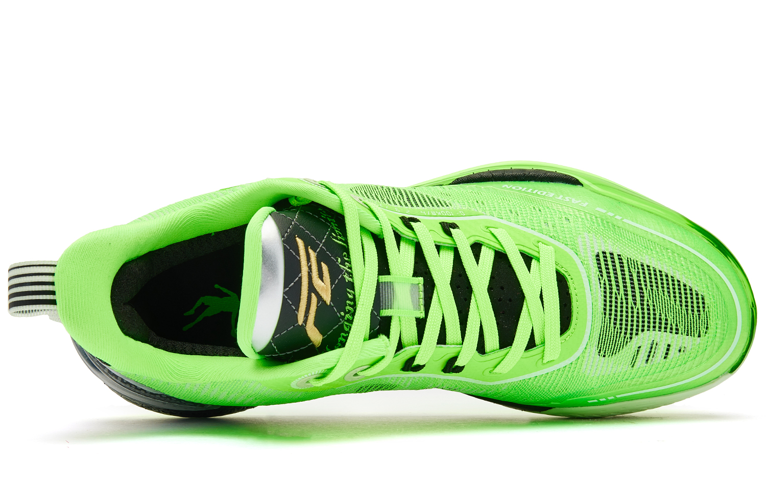 QIAODAN FE2.0 Textile, Synthetic Leather Low top Q KUNGFU TURBO Basketball Shoes Men’s Bright Green Black