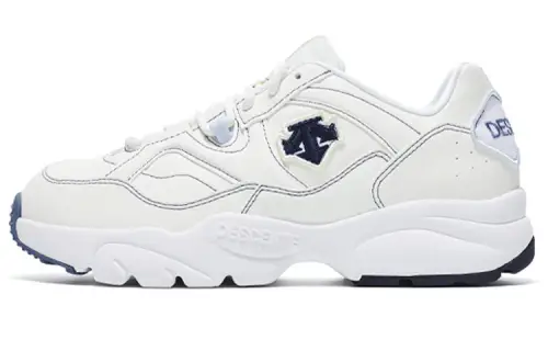 DESCENTE Sport Style Synthetic Leather Slip Resistant Abrasion Resistant Low top Chunky Sneakers Unisex Navy Blue