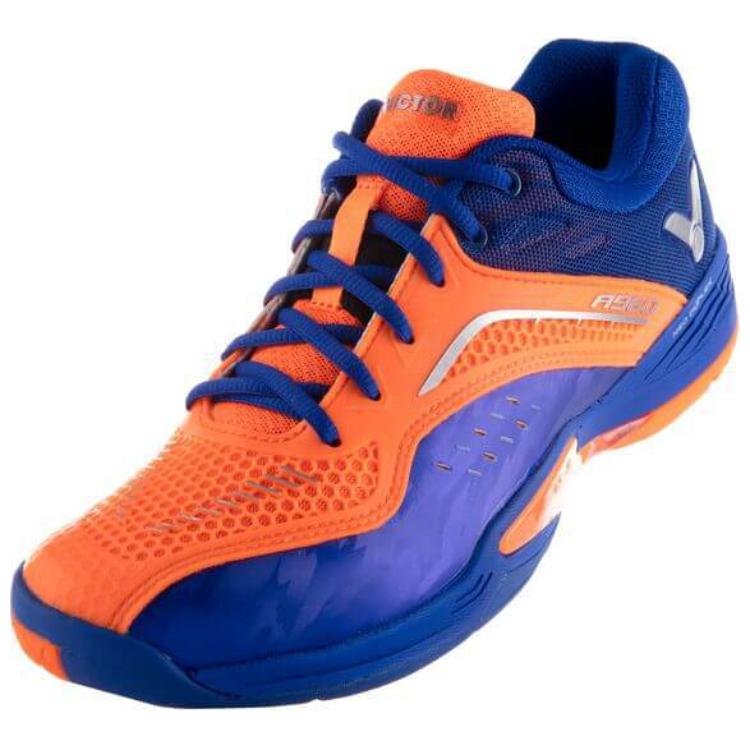 VICTOR Cushioning Abrasion Resistant Breathable Low top Badminton Shoes Unisex Blue Orange