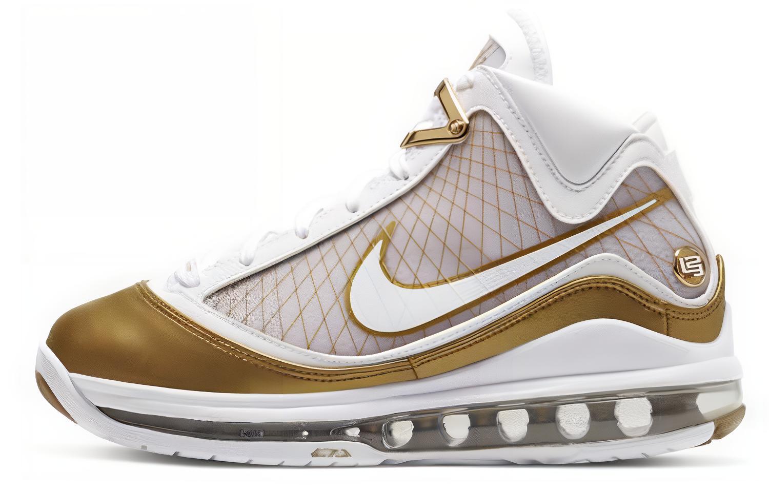 Женские кроссовки Nike Nike Lebron 7 QS China Moon 2020 (бело-золотые)