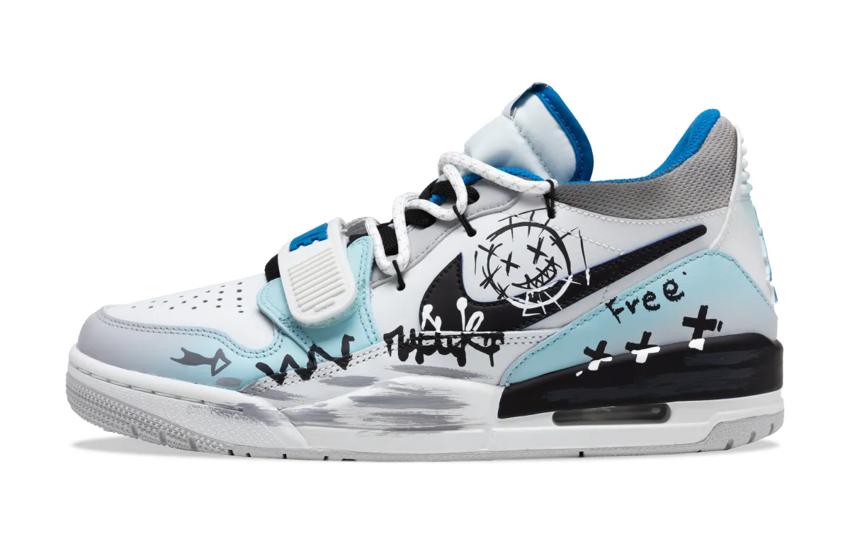 Jordan Legacy 312 Slip Resistant Abrasion Resistant Low top Basketball Shoes Men's Blue White