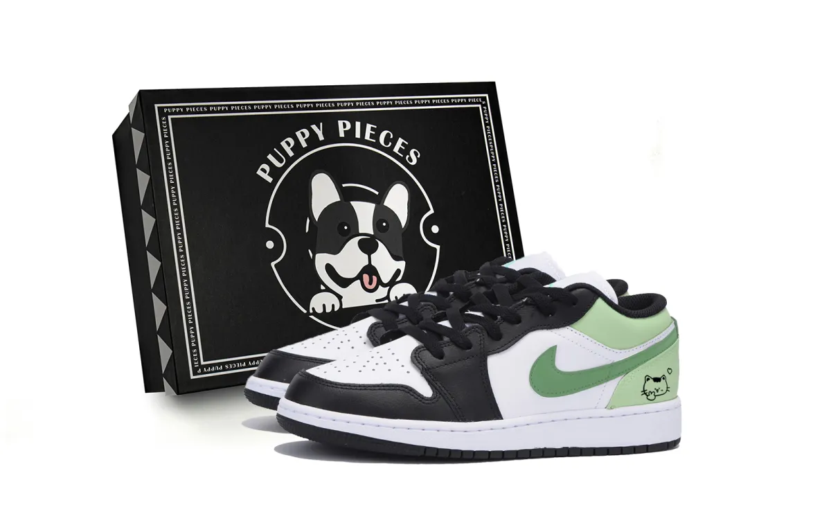 Jordan Air Jordan 1 Abrasion Resistant Low top Vintage Basketball Shoes Men's Black Green
