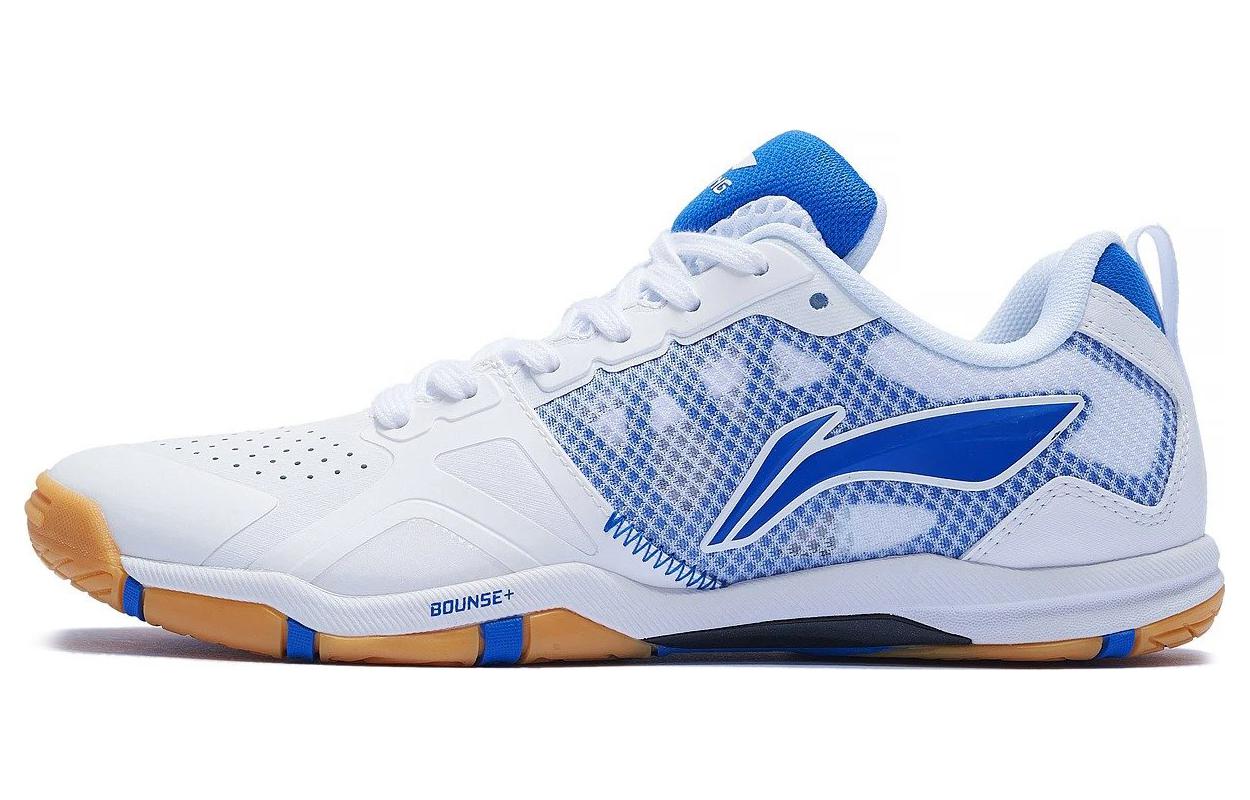 Li Ning Slip Resistant Abrasion Resistant Breathable Low top Table Tennis Shoes Men’s White Blue