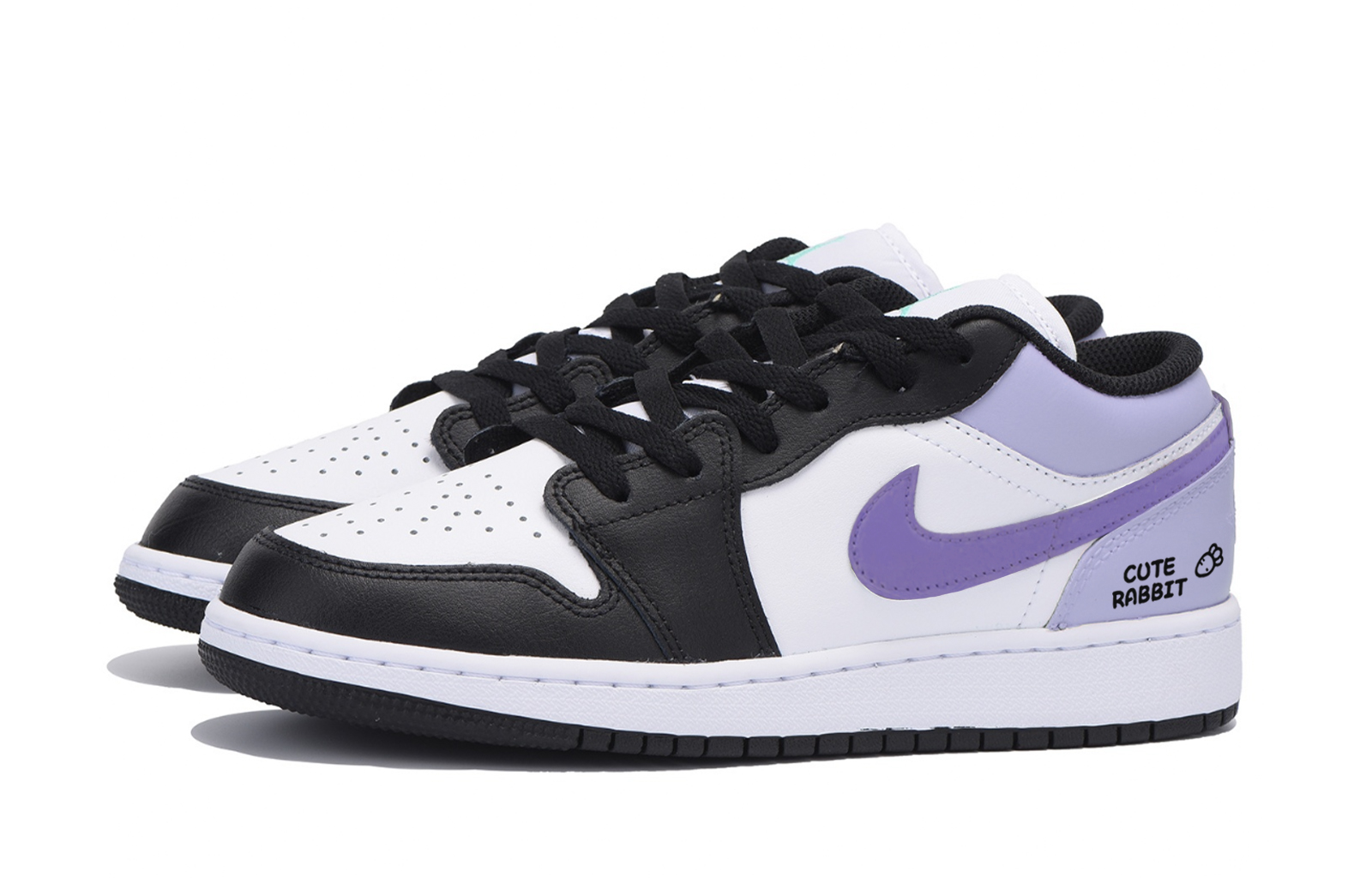 Jordan Air Jordan 1 Radish Taro Slip Resistant Low top Vintage Basketball Shoes Men’s White Purple