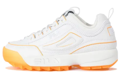 FILA Disruptor Textile, Synthetic Leather Low top Chunky Sneakers Unisex White Orange Korean Style