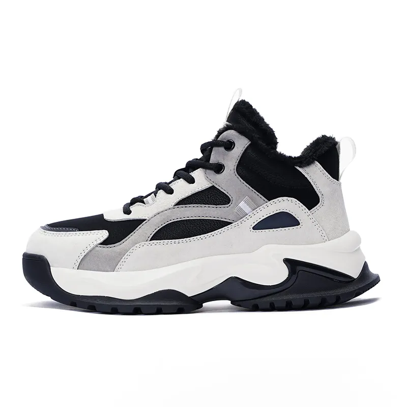 JEEP SPIRIT Black Myth Cushioning Abrasion Resistant Height Increasing Thermal High top Chunky Sneakers Men's