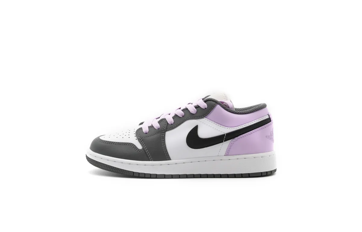 Jordan Air Jordan 1 Cushioning Slip Resistant Abrasion Resistant Low top Vintage Basketball Shoes Unisex Gray Purple
