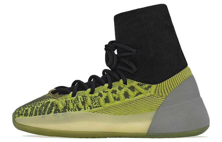 Adidas originals Yeezy BSKTBL Knit North America \"Energy Glow\" lace-up, non-slip, wear-resistant, lightweight, high-top basketball shoes, same style for men and women, black and green